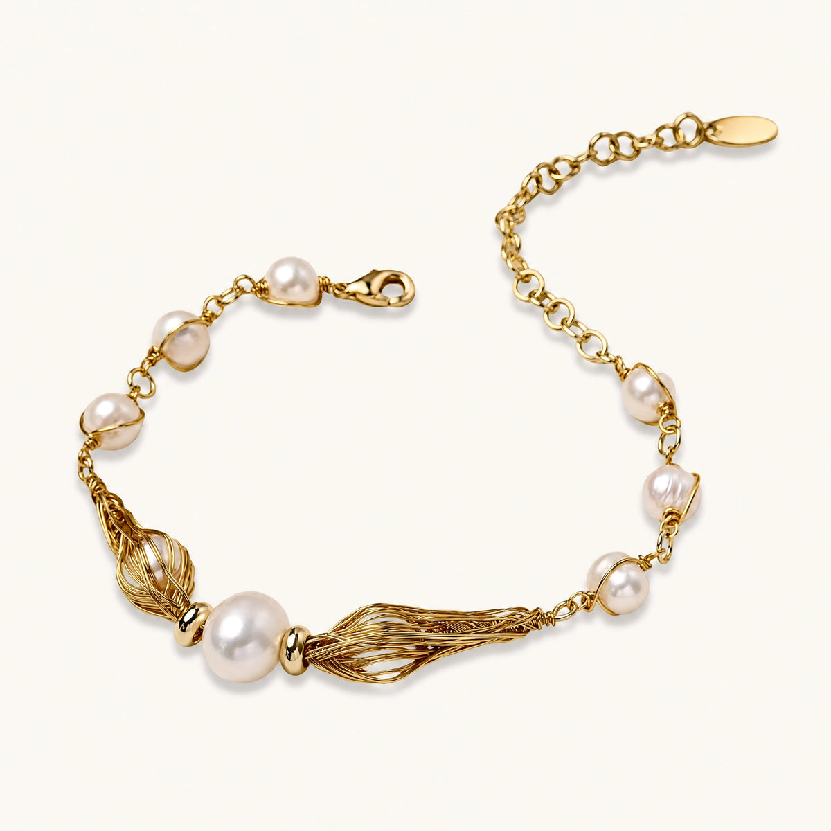 Golden Spiral Pearl Bracelet