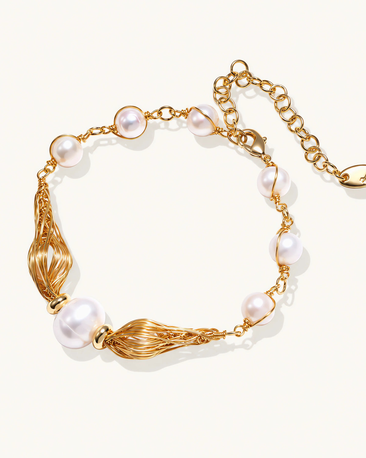Golden Spiral Pearl Bracelet