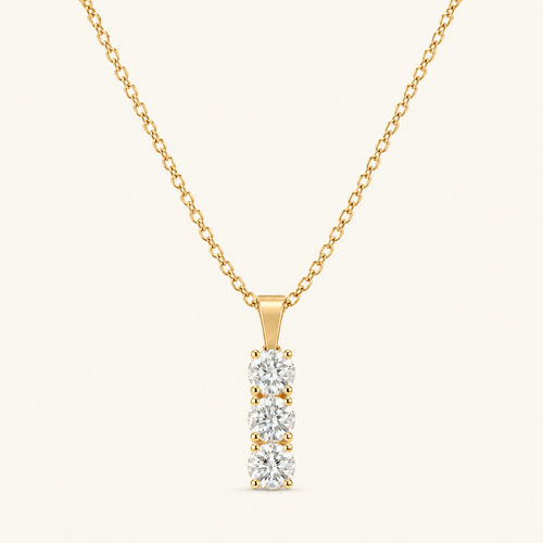Cascade gold three-stone drop necklace