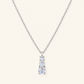 Silver three-stone zircon drop necklace