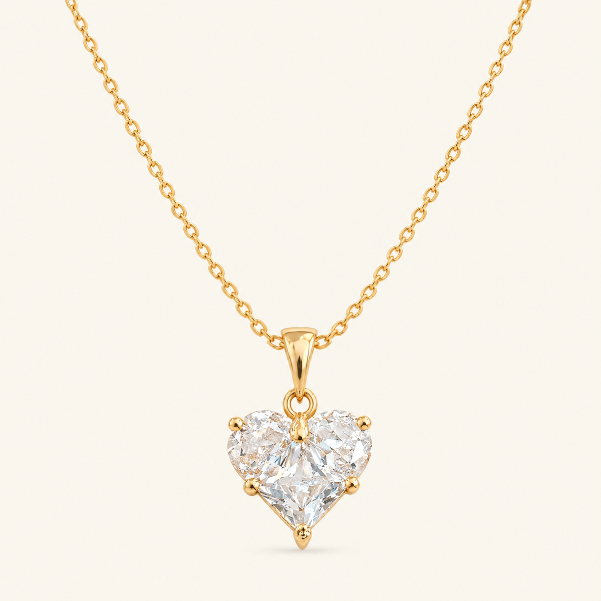 Coeur gold heart necklace with clear stones